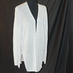 J Jill Linen Blend White Summer Weave Cardigan Beach Sweater L